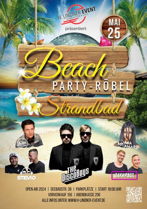 Plakat Beachparty Röbel 20.05.2024